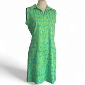 Barbara Gerwit Nylon Graphic Spandex Collar Shirt Dress sz Medium New